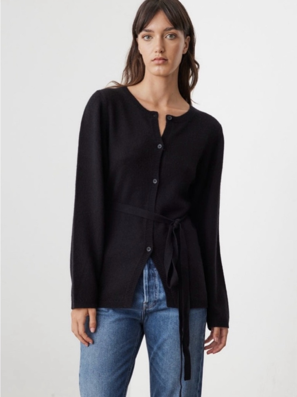 TOTEME CASHMERE BELTED CARDIGAN IN BLACK